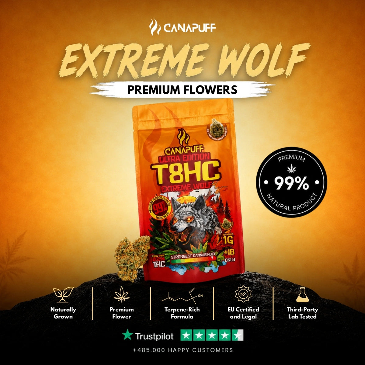 T8HC Kvety Extreme Wolf 99% – kvetné búdy, foto 2