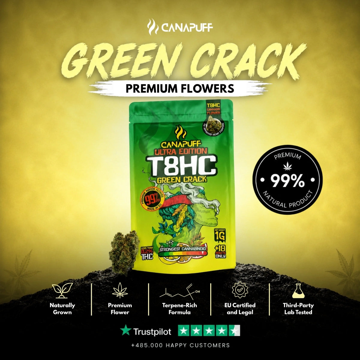 T8HC Kvety Green Crack Ultra Edition 99% – kvetné puky, fotka 2