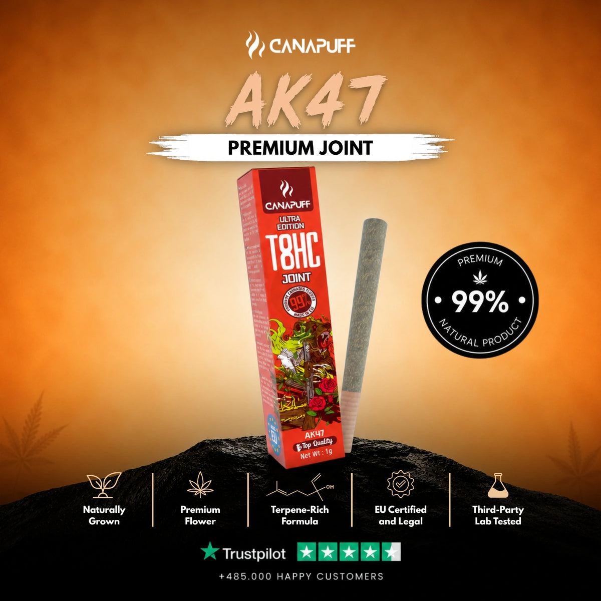 T8HC Joint AK47 Ultra Edition 99% 1g – predrolovaný joint, foto 2