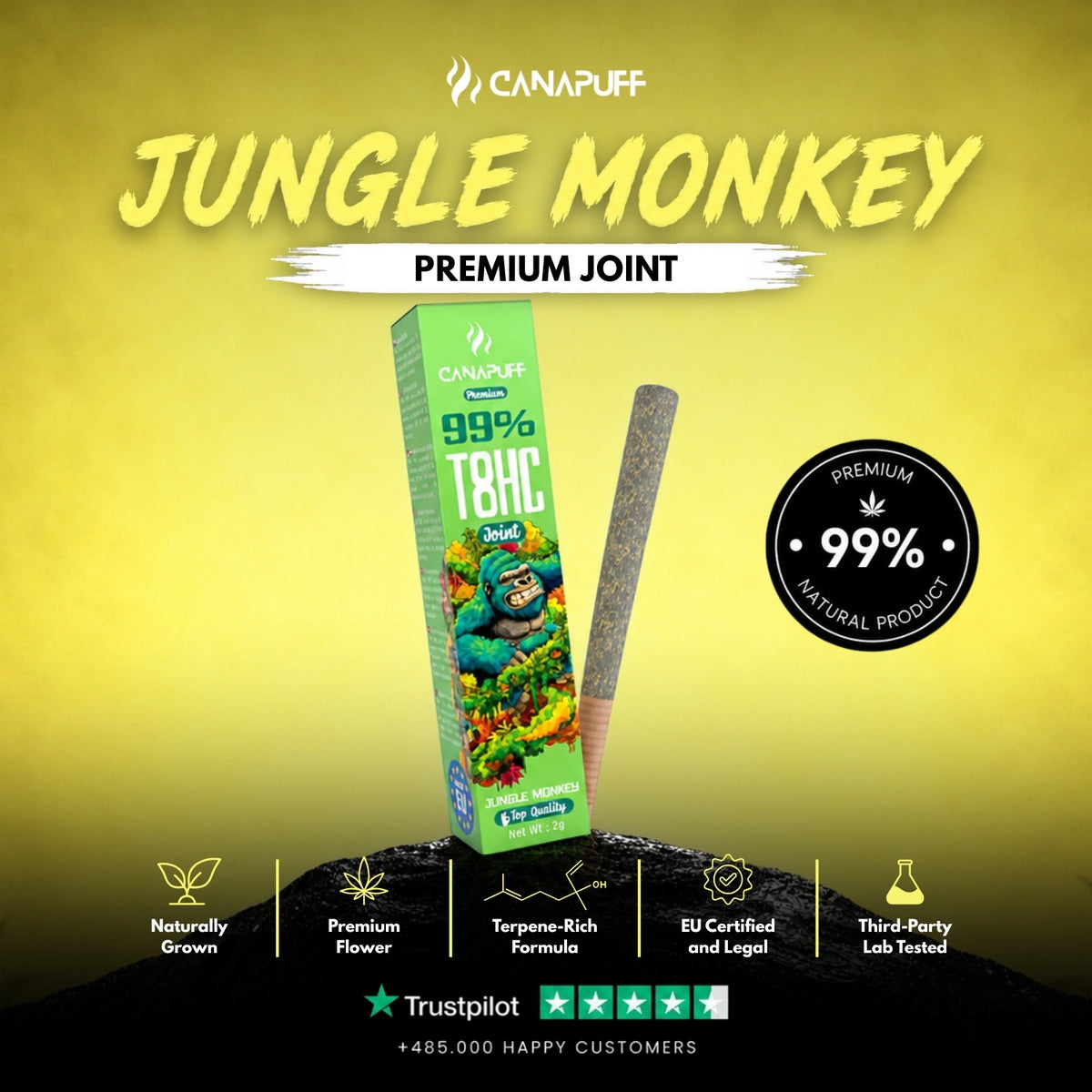 T8HC Joint Jungle Monkey 99% 2g – predbalený joint, foto 2