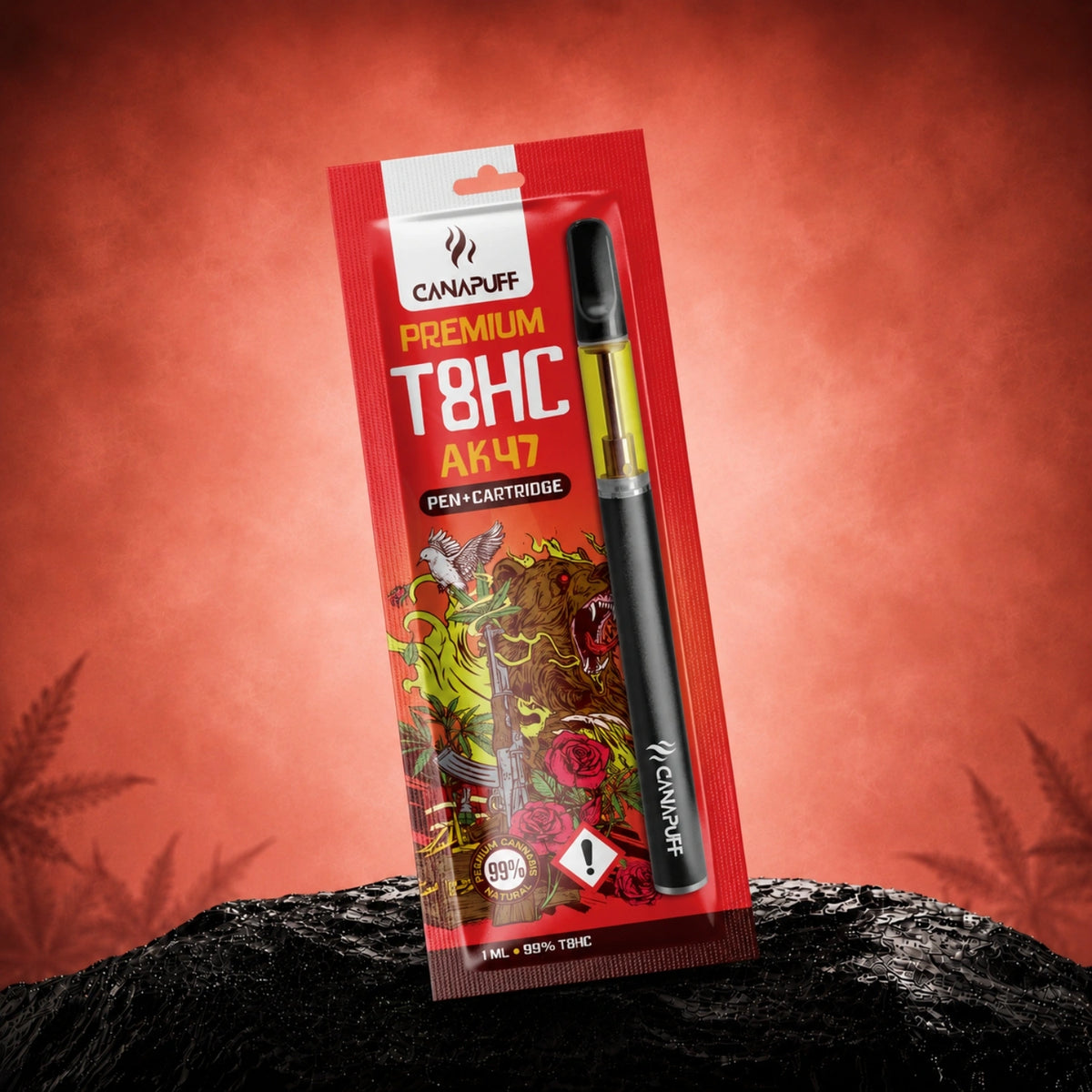 Canapuff T8HC Pen+Kazeta AK47 99%, 1 ml jednorazové vape pero