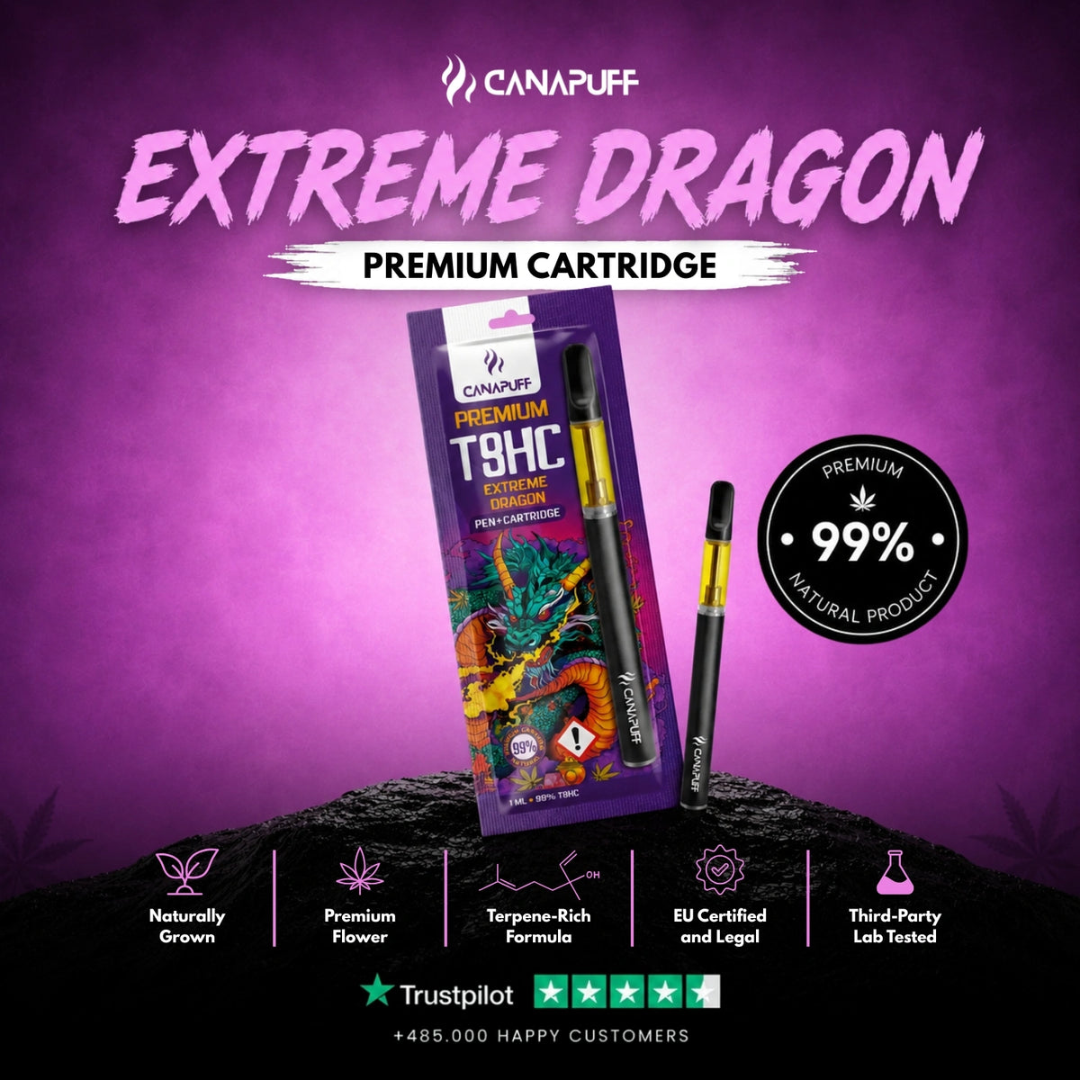 T8HC Pen+Kazeta Extreme Dragon 99% – vape pero s kazetou, foto 2