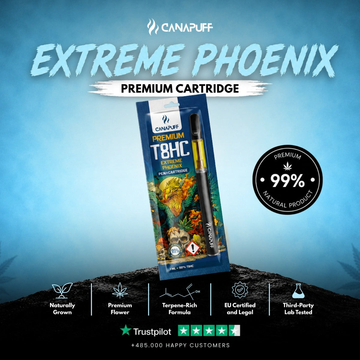 T8HC Pen+Kazeta Extreme Phoenix 99% – vape pen s kazetou, foto 2