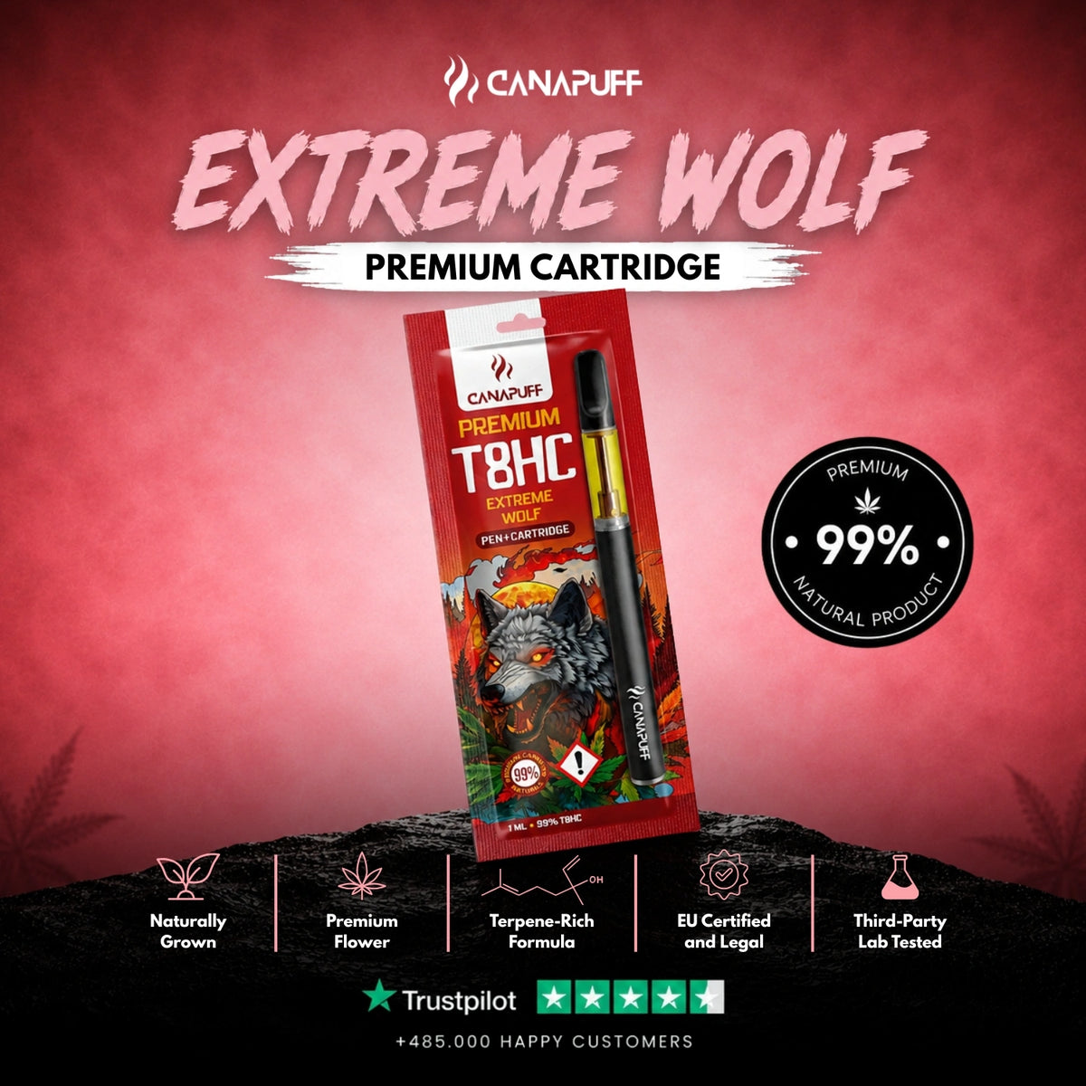 T8HC Pen+Kazeta Extreme Wolf 99% – vape pero s kazetou, foto 2