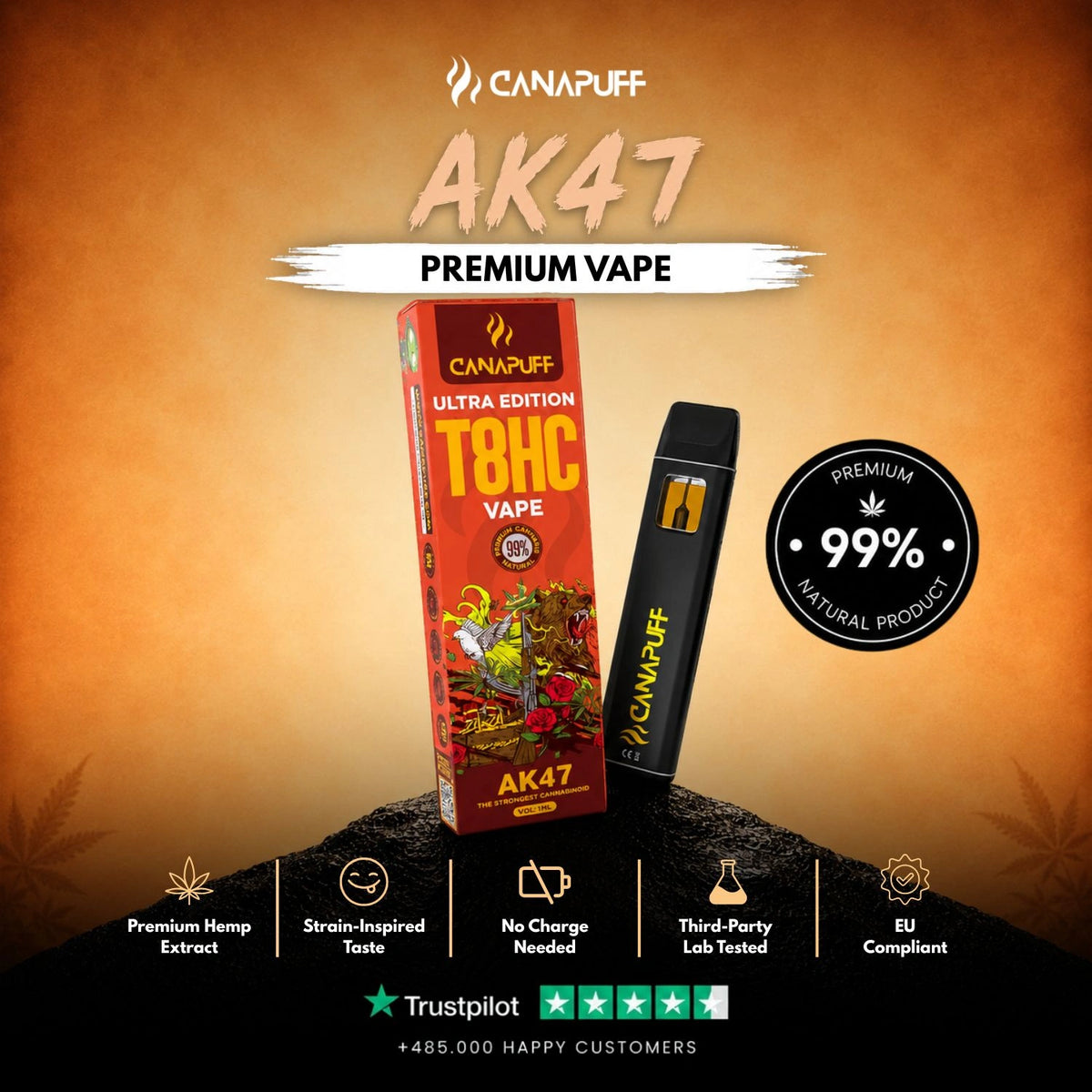 T8HC Vape AK47 Ultra Edition 99% 1ml – jednorazové vape pero, foto 2