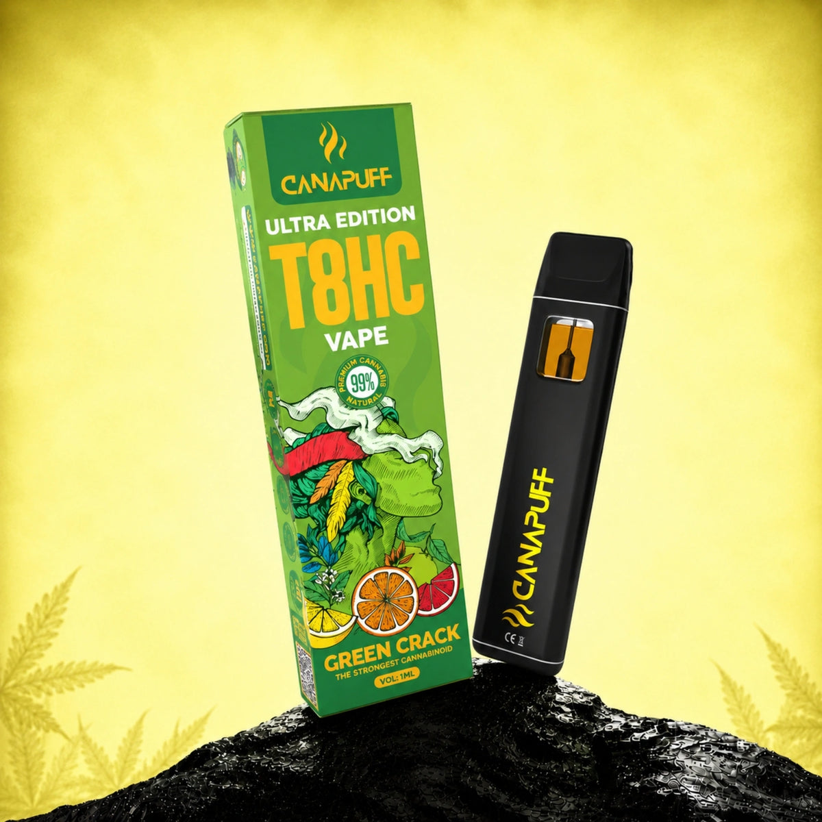 Canapuff T8HC Vape Green Crack Ultra Edition 99% 1ml jednorazové pero