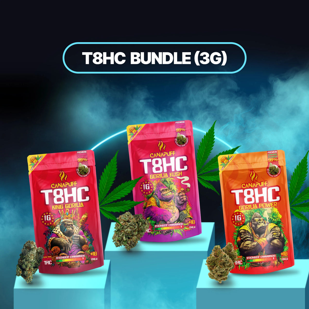 Canapuff T8HC Kvety Bundle, 3 vrecúška po 5g, THC kvety z konope