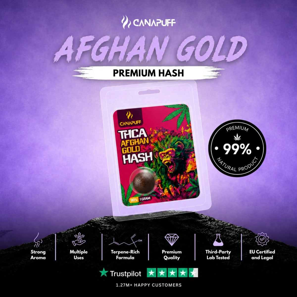 THCA Hash Afghan Gold 99% 1g – hašiš, fotka 2