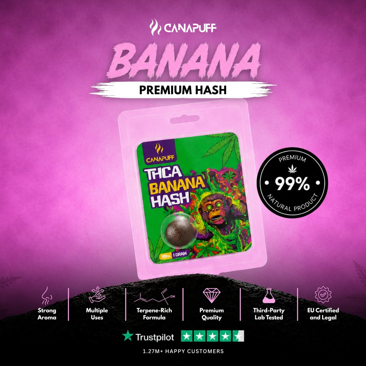 THCA hašiš Banana 99% 1g – hašiš, foto 2