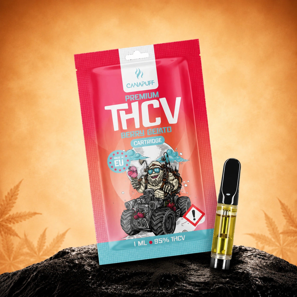 Canapuff THCv Berry Gelato 95% kazeta, 1 ml, s balením a náustkom