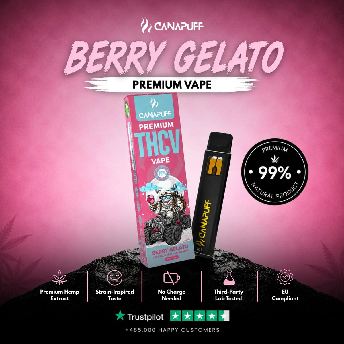 THCv Vape Berry Gelato 79% 1ml – jednorazové vape pero, fotka 2