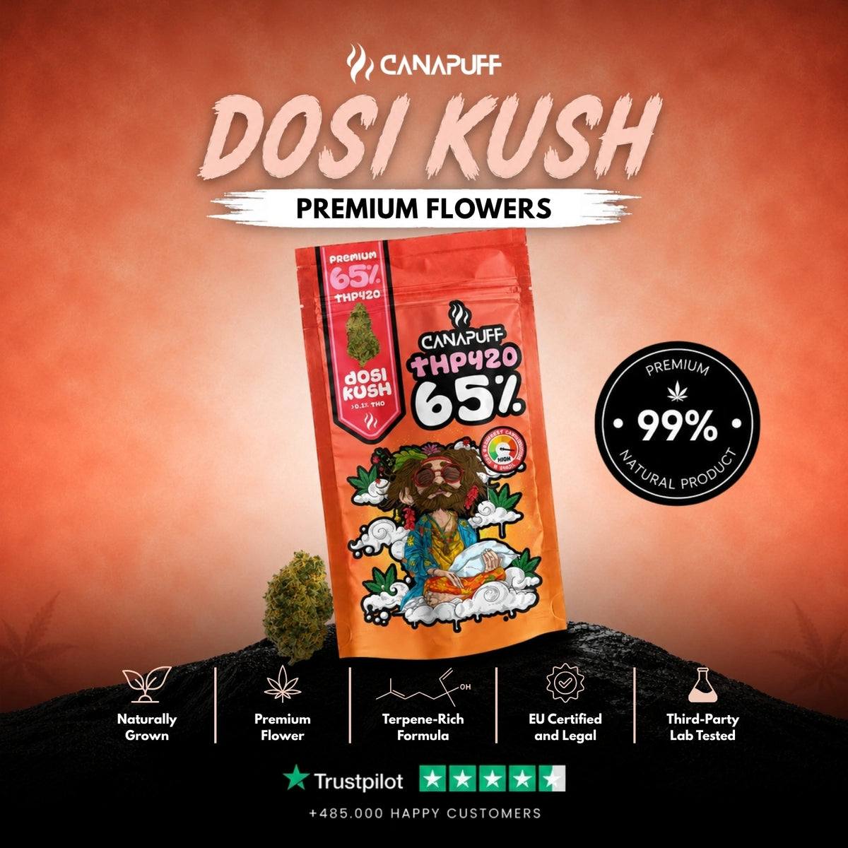 THP420 Kvety Dosi Kush 65% – kvety, foto 2