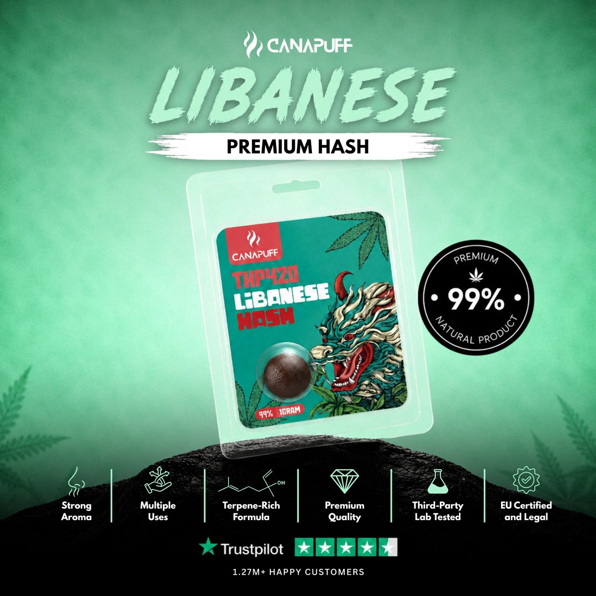 THP420 Hash Libanese 99% – hašiš, foto 2