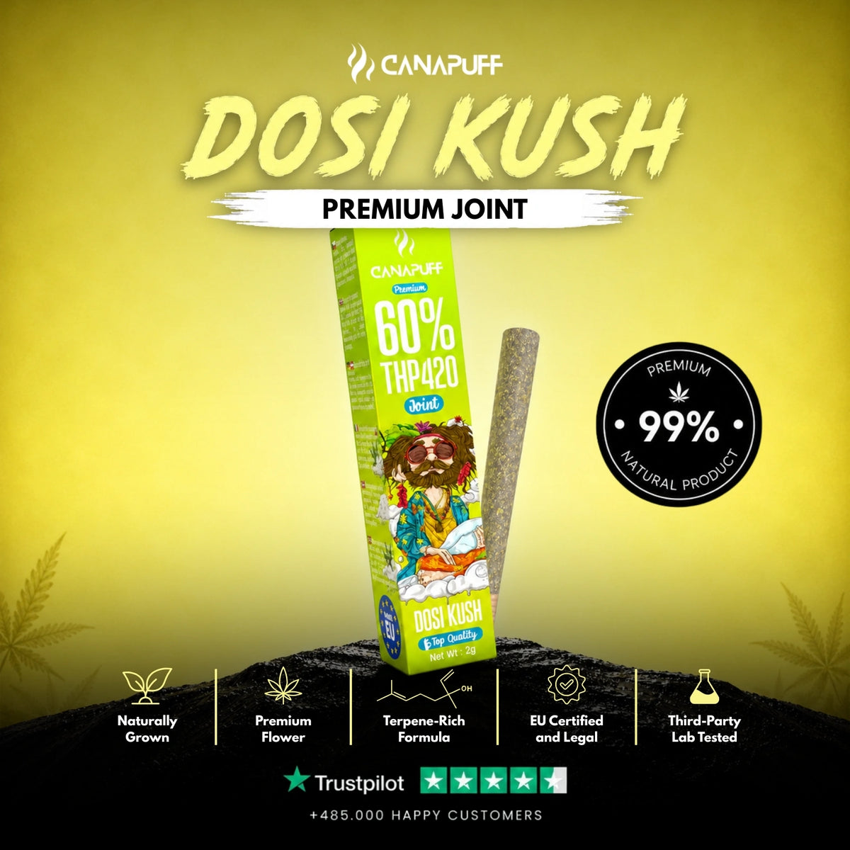 THP420 Joint Dosi Kush 60% 2g – predbalený joint, foto 2