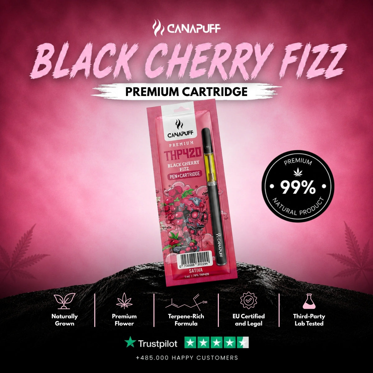 THP420 Pen+Kazeta Black Cherry Fizz 79% – vape pero s kazetou, foto 2