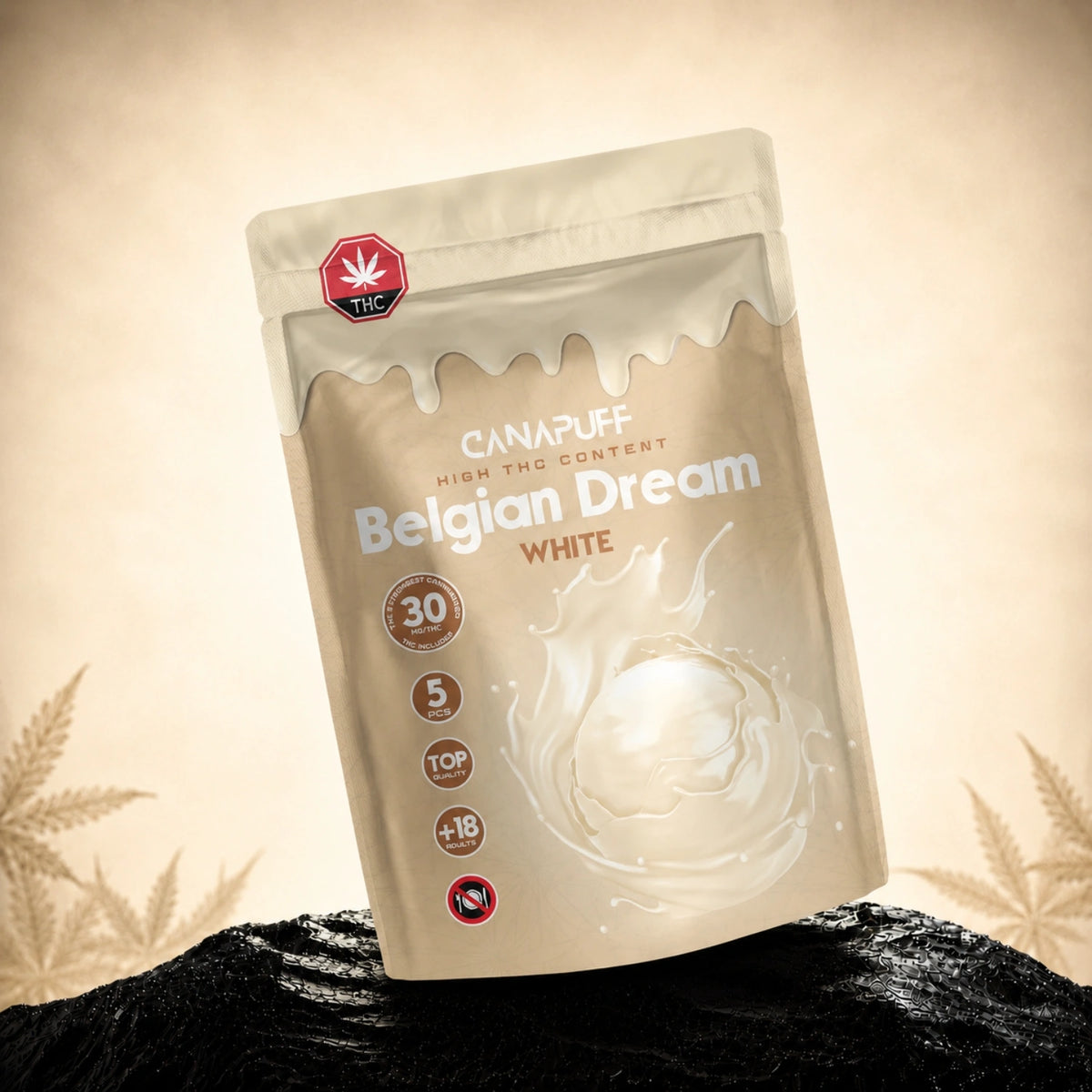 Canapuff Belgian Dream pralinky z bielej čokolády, Delta-9 THC z konope, 30 mg na kus, 5 kusov