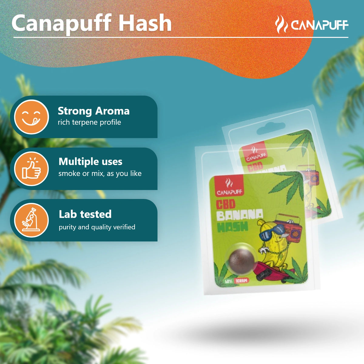 Canapuff CBD Hash Banana 60% v blistrovom balení