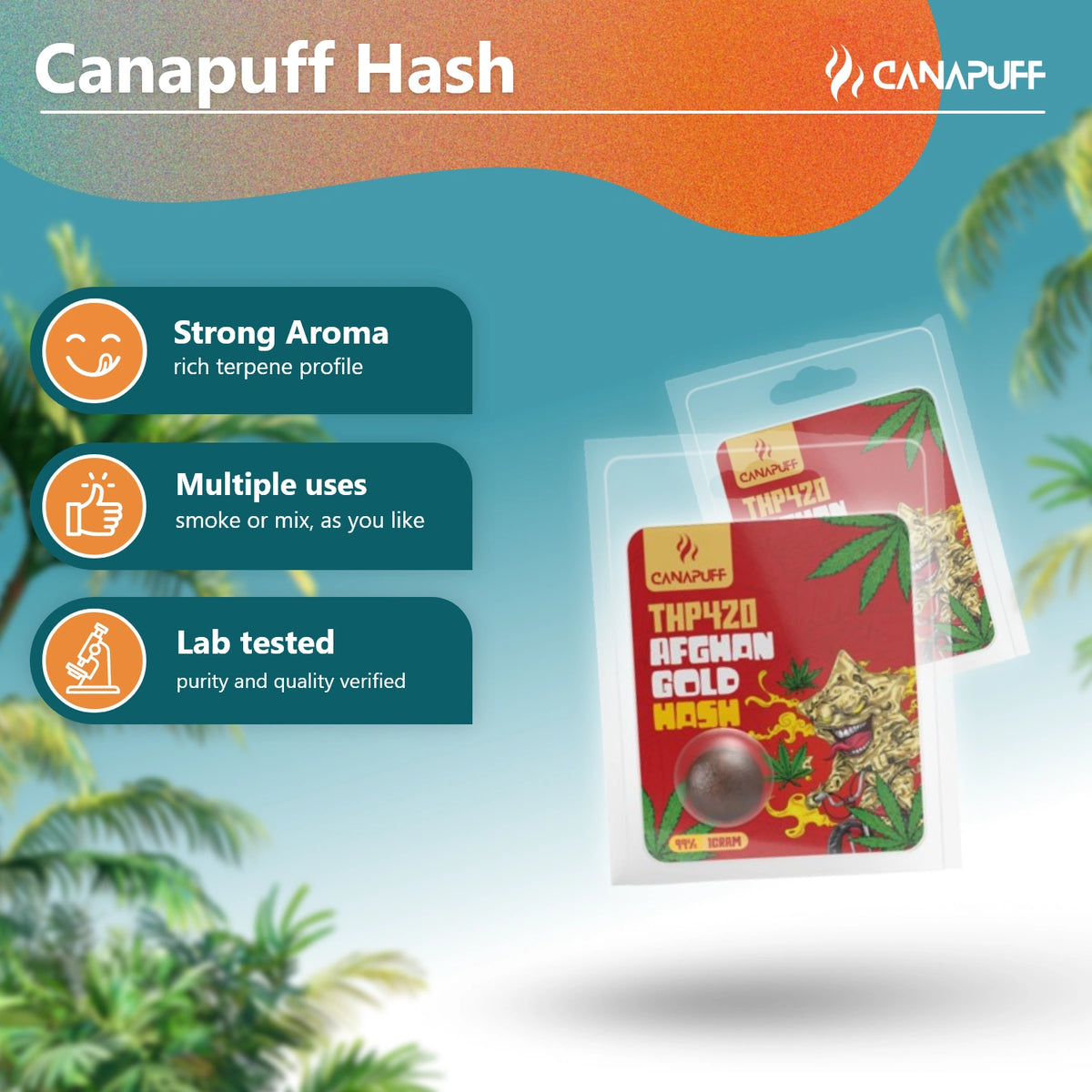 Canapuff THP420 Afghan Gold Hash 99% v zatavenom vrecku