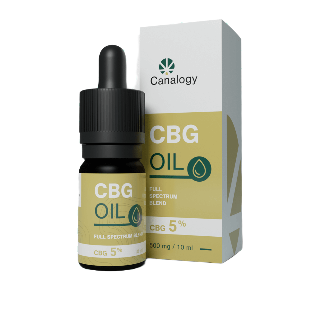 Canalogy CBG olej 5%, 500 mg, 10ml fľaštička s kvapkadlom a krabičkou full spectrum blend