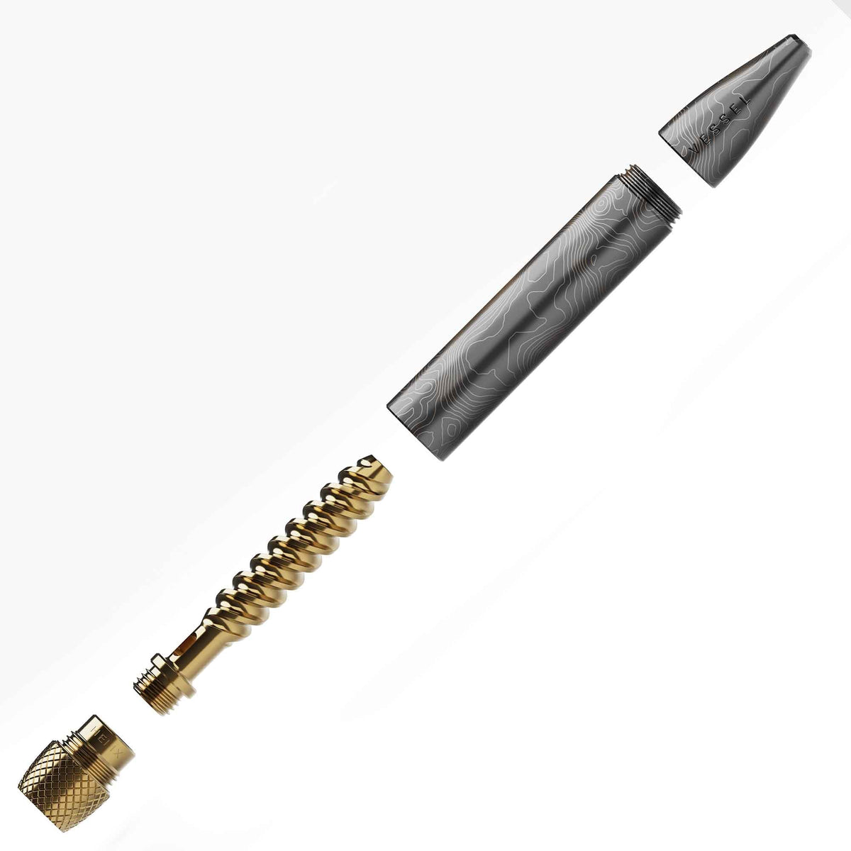Vessel One Hitter pero vo farbe Gunmetal, rozložené súčasti