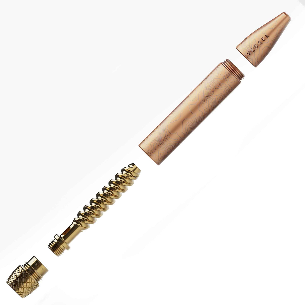 Vessel One Hitter Rose Gold rozobratý s dreveným kónusom a kovovými komponentmi