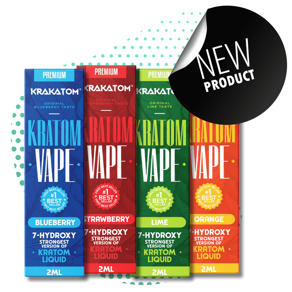 Kratom vape produkty v štyroch ovocných príchutiach, novinka.