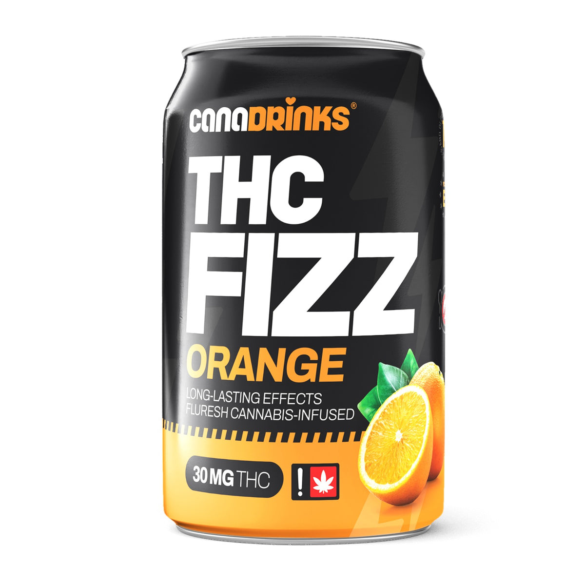 CanaDrinks THC Fizz Orange, plechovka nápoja s 30 mg Delta-9 THC